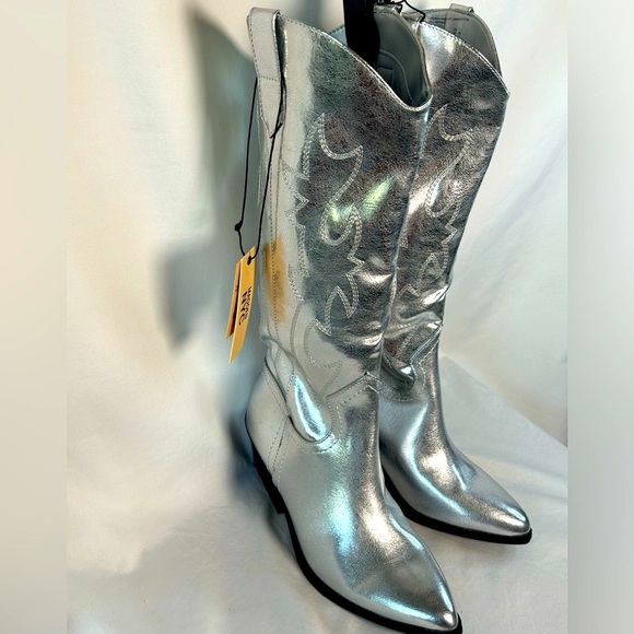 Madden NYC Shoes - Silver Chrome Tall Boots NWT